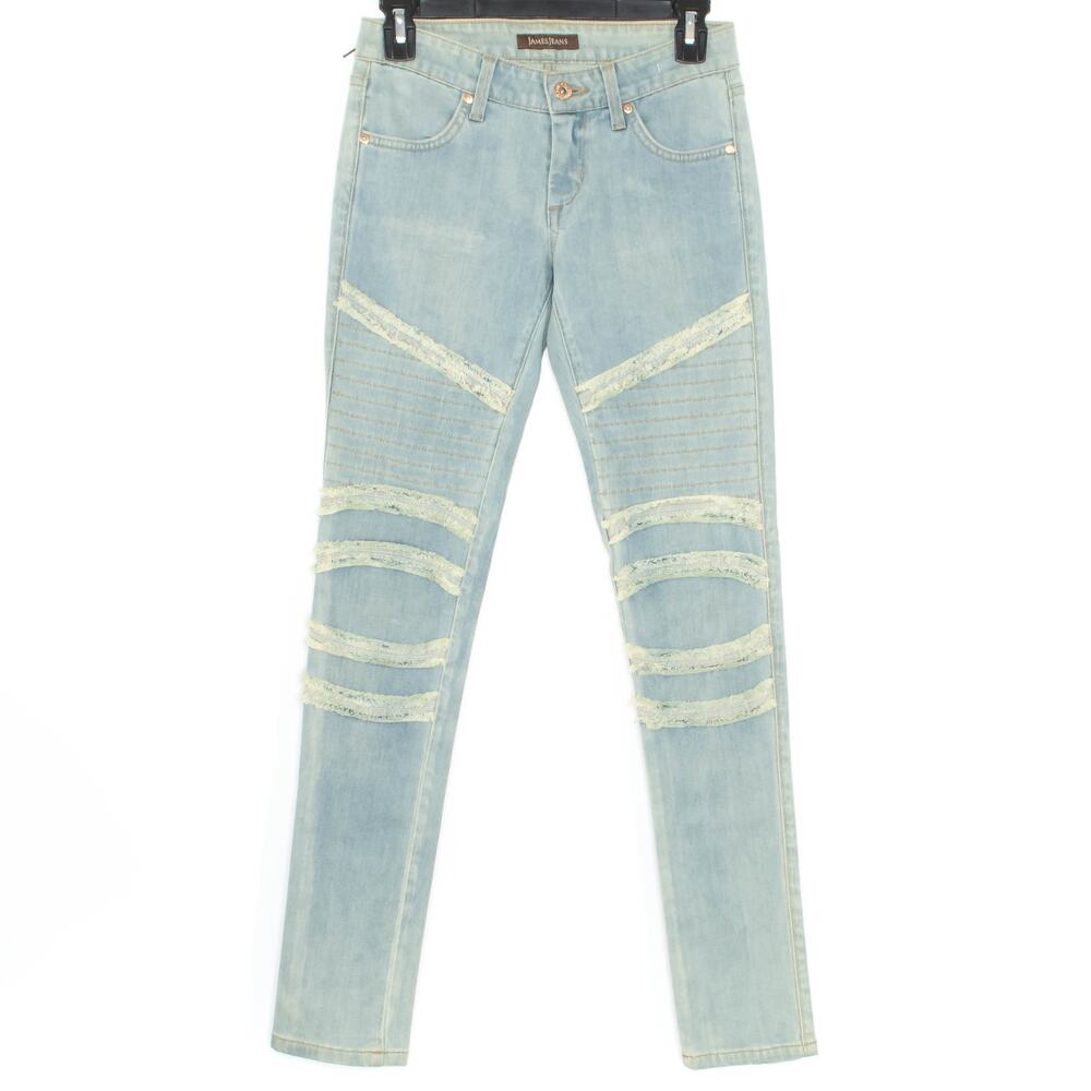 NWT James Jeans Moto Jegging Lace Feminine Western Eclectic Coquette Blue 25